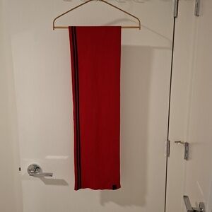 Victorinox Red Knit 100% Cotton Winter Scarf with Black Stripe Detail